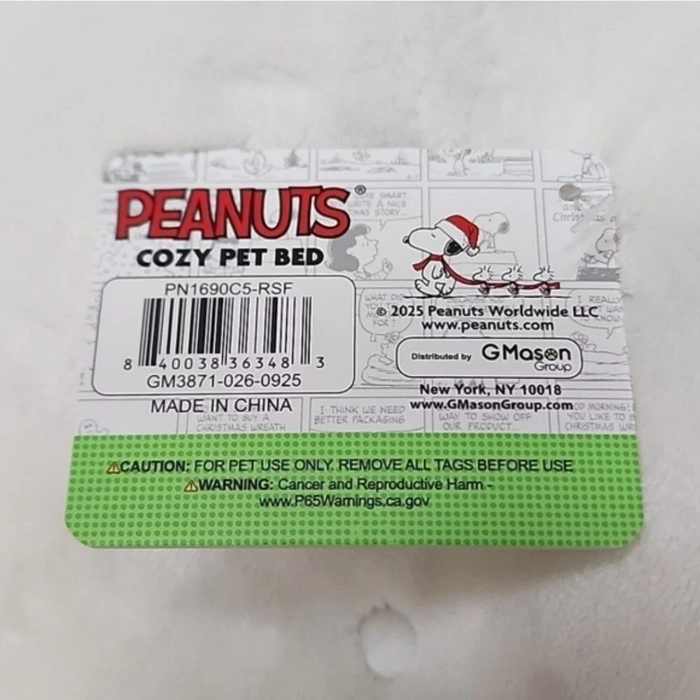 Charlie Brown Snoopy Christmas Pet Cat Dog Bed New With Tags 2025 Green Multi